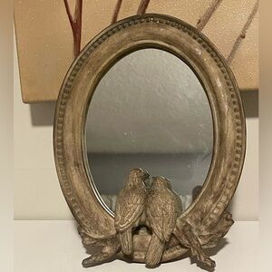 Rustic Brown Bird Table Top Mirror